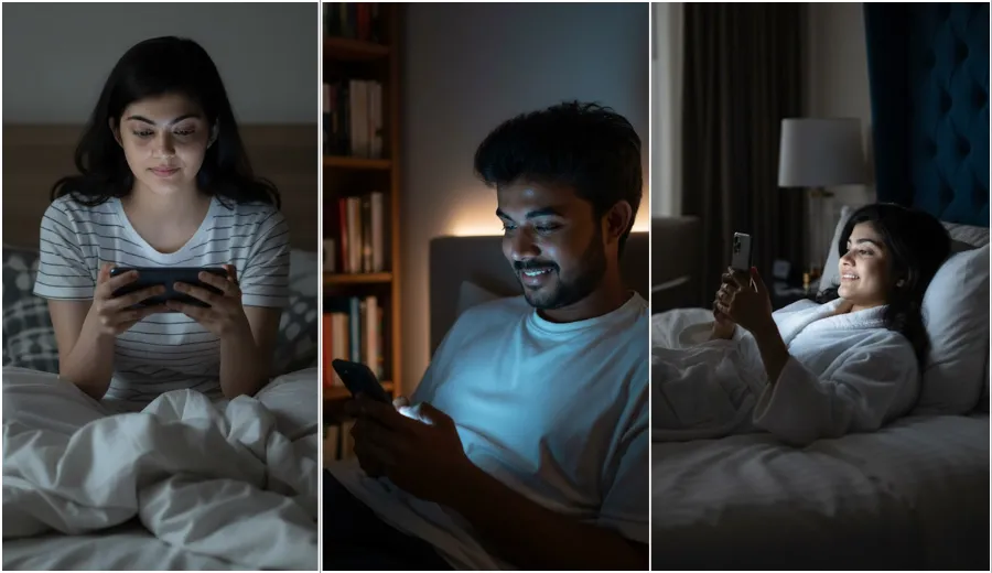 Gemini AI Photo Prompt Night Phone in Bed – Realistic Late Night Mobile Scene
