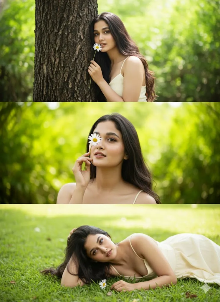 Daisy and Sunlight Forest Triptych Prompt